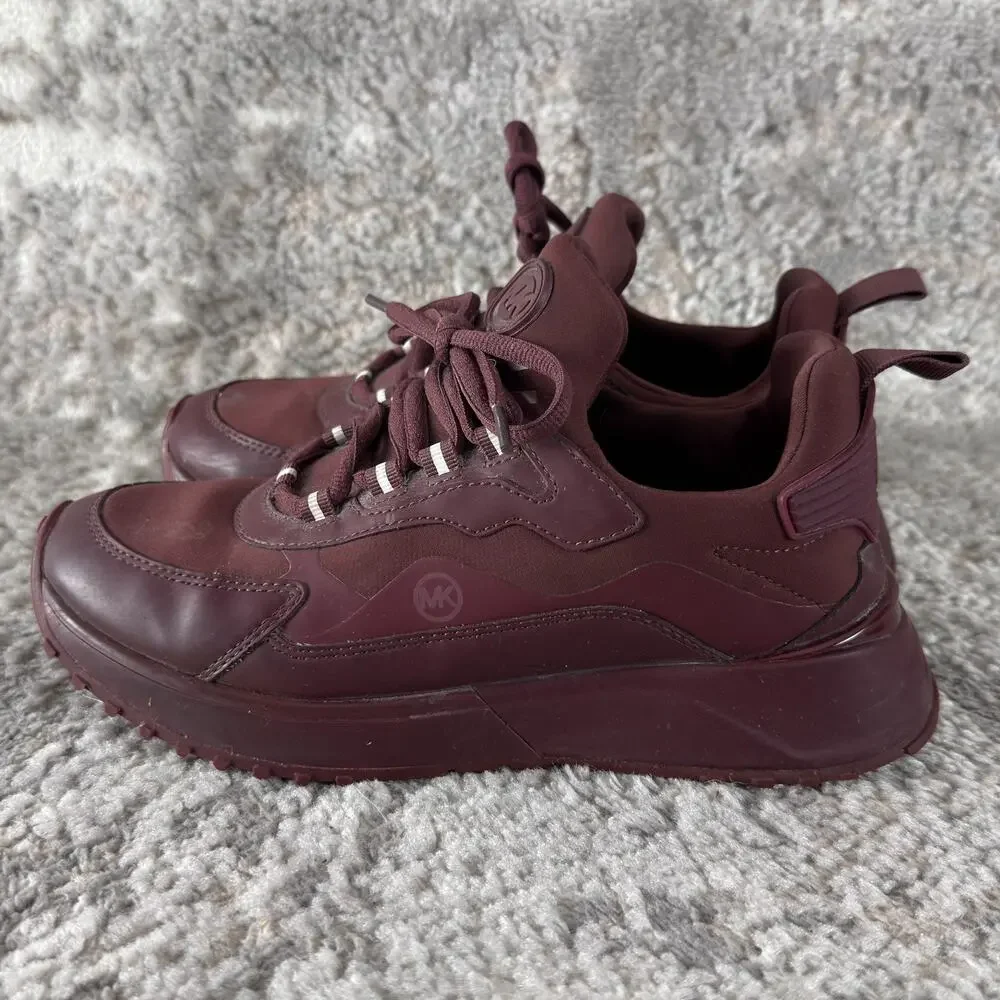 Michael Kors Size 8M FT22G Theo Sport Trainer Sneakers Lace Burgundy‎ Walking